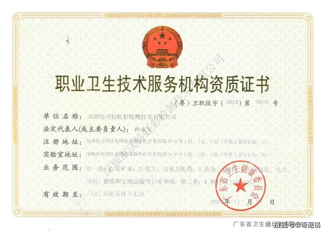 喜大普奔！沃特虹彩检测放射卫生技术服务资质成功晋升甲级